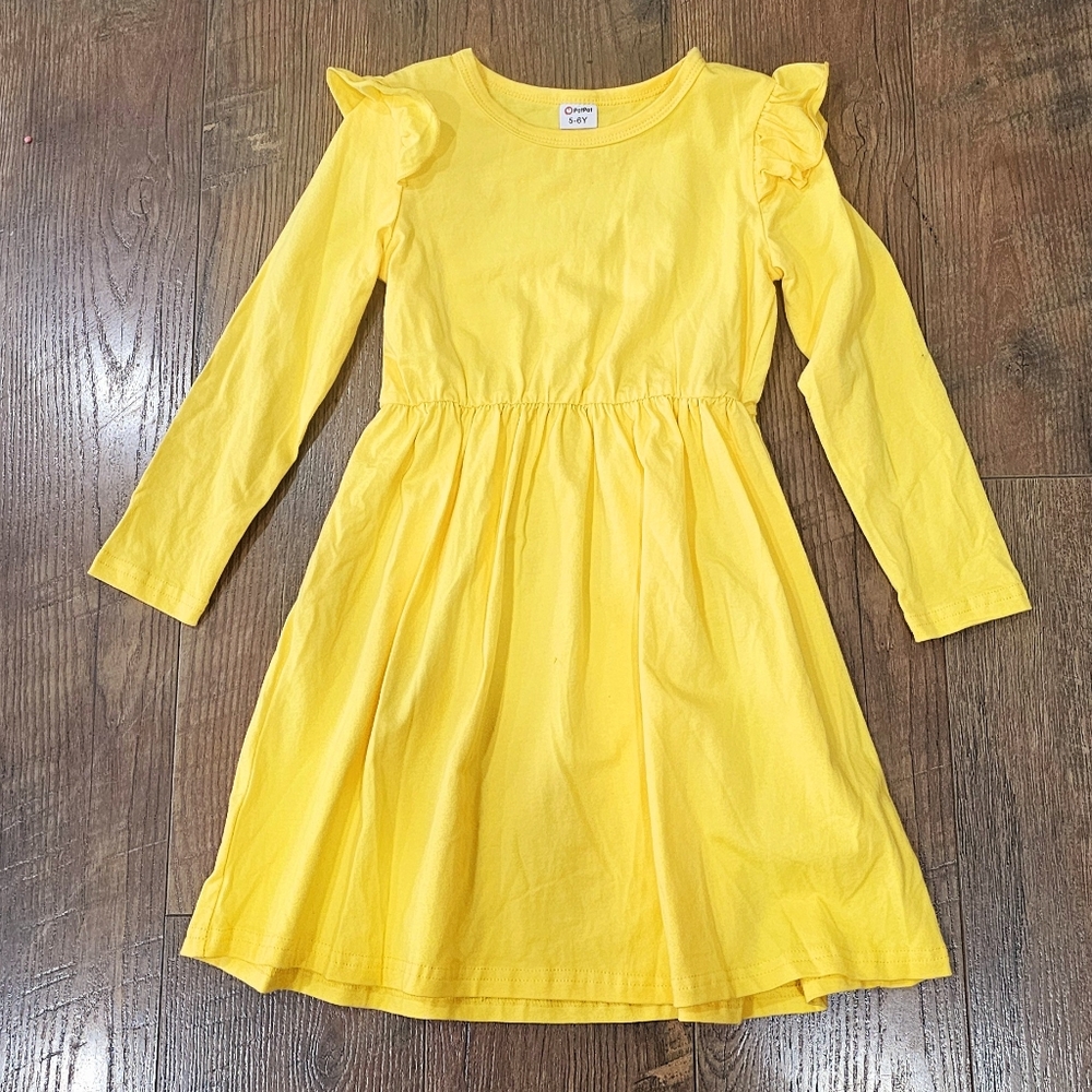 Yellow Long Sleeve Kids Dress
